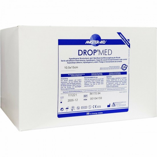 ΑΥΤΟΚΟΛΛΗΤΕΣ ΑΝΤΙΚΟΛΛΗΤΙΚΕΣ ΓΑΖΕΣ DROP MED 10,5X20CM 50τμχ Master-Aid